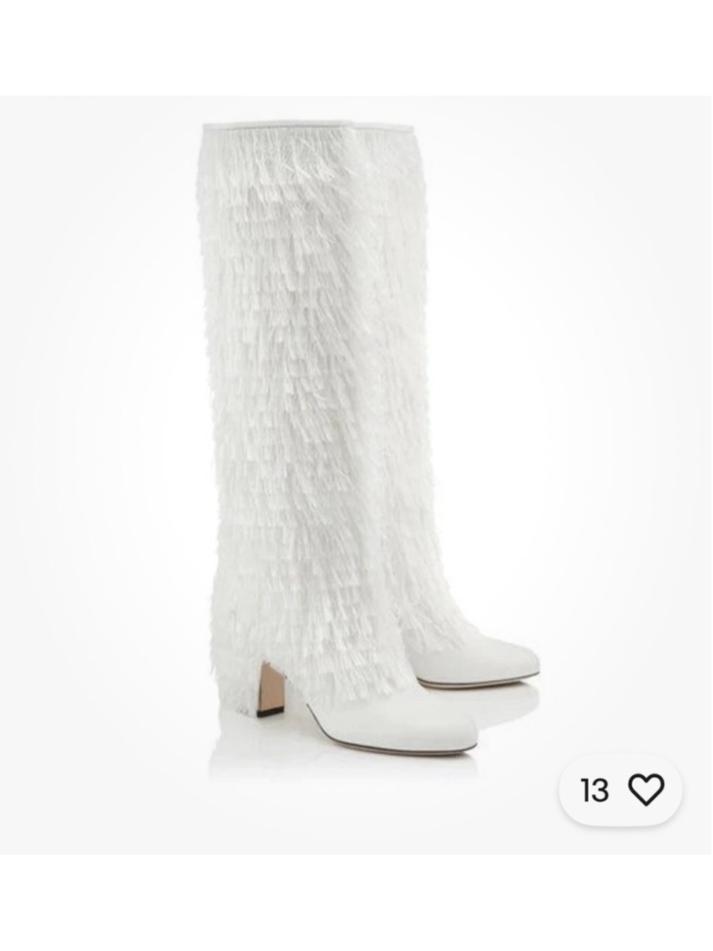 New Jimmy Choo Boots IT 37 Magalie White Fringe Knee High Leather Statement